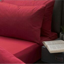 Rackhams Brushed Cotton Fitted Sheet - Red - Kingsize - Red - 100% Brushed Cotton - thumbnail 3