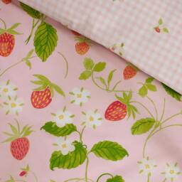 Rackhams Strawberry Frills Gingham Reversible Duvet Cover Set Pink - Super King - Pink - thumbnail 4