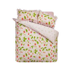 Rackhams Strawberry Frills Gingham Reversible Duvet Cover Set Pink - Super King - Pink - thumbnail 5