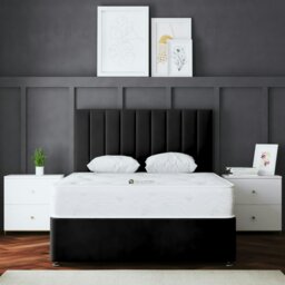 Rackhams Amelia Divan Bed with Upholstered Headboard - Four Drawers - Black - Double - thumbnail 1