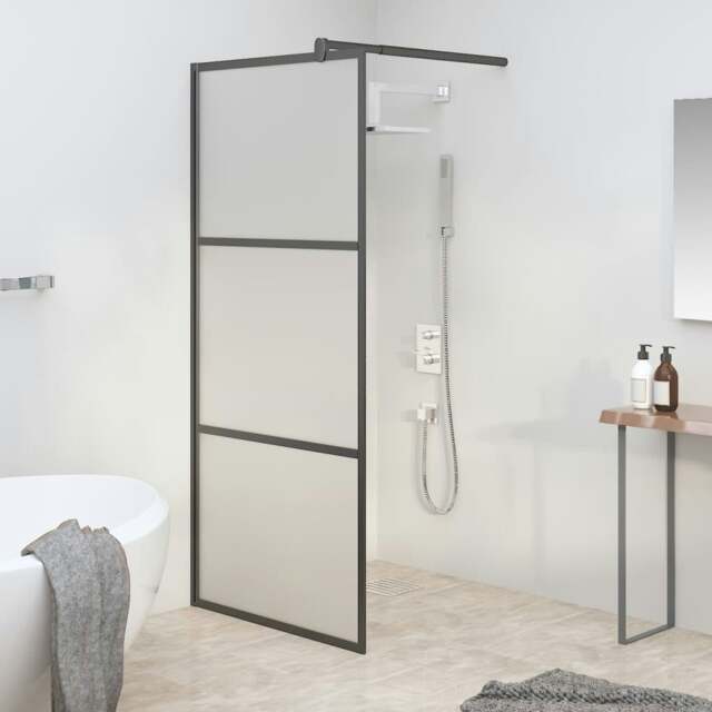 Rackhams Walk-in Shower Wall 80x195 cm Frosted ESG Glass Black