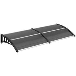 Rackhams Front Door Canopy Outdoor Awning Aluminium Rigid Plastic Polycarbonate Rain Shelter UV Water Rain Resistant 196 x 75cm Black - Black - thumbnail 1