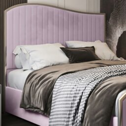 Rackhams Brixton Upholstered Soft Velvet Metal Bed Frame - Pink - Pink - King - thumbnail 2