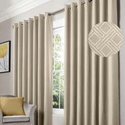 "Rackhams Diamond Blackout Eyelet Curtains Thermal Lined Ready Made Curtains - Cream - 90 x 72""" - thumbnail 4