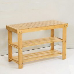 Rackhams Wooden 2 Tier Shoe Storage Bench - thumbnail 4