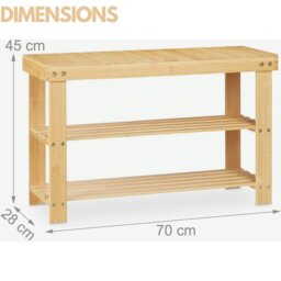 Rackhams Wooden 2 Tier Shoe Storage Bench - thumbnail 5