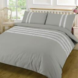 Rackhams Lace Dia Duvet Cover Set - Grey - Double - thumbnail 1
