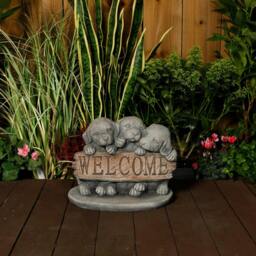 Rackhams Welcome Dogs' Stone Cast Garden Ornament - thumbnail 2