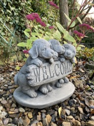 Rackhams Welcome Dogs' Stone Cast Garden Ornament - thumbnail 6