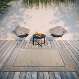 Rackhams Natural Brown Bordered Rug - Indoor & Outdoor - 155X230 cm - thumbnail 6