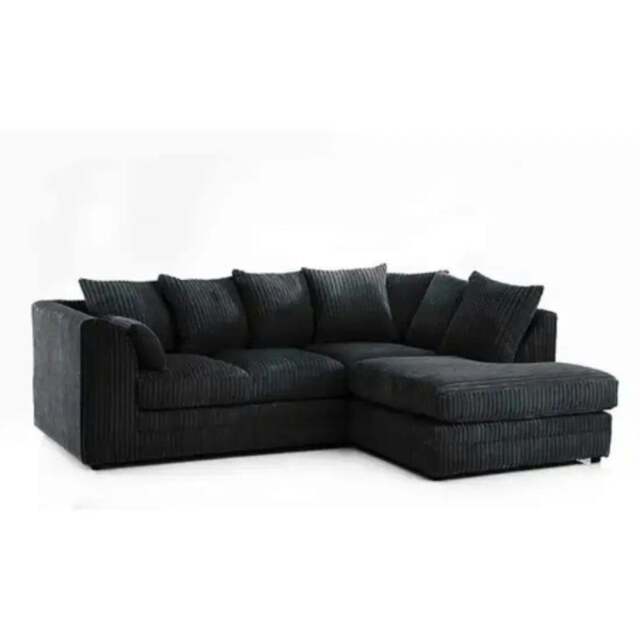 Rackhams Camden Jumbo Cord Right Hand Corner Sofa Set - Black - image 1