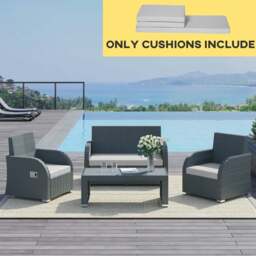 Rackhams 3PCs Rattan Garden Seat Cushions Pads for Patio Furniture, Grey - 3 Piece - Blue - thumbnail 3