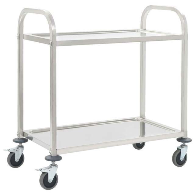 Rackhams 2-Tier Kitchen Trolley 95x45x83.5 cm Stainless Steel