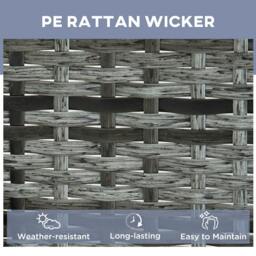 Rackhams 3 Pieces Rattan Sun Loungers, Garden Wicker Wheeling Recliner , PE Rattan Lounge Chairs w/ Cushions & Side Coffee Table Grey - thumbnail 4