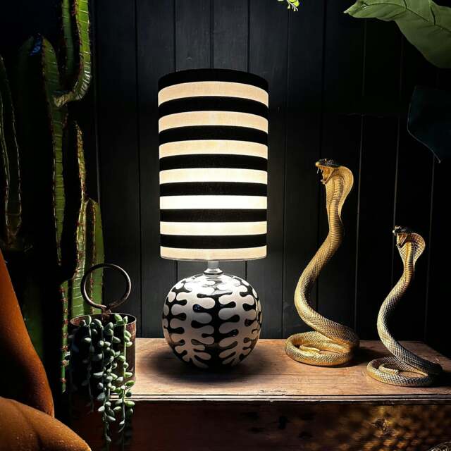 Rackhams Circus Stripe Black and White Tube Lampshades - 20cm diameter x 30cm Height (8″ x 12″) - image 1