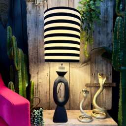 Rackhams Circus Stripe Black and White Tube Lampshades - 20cm diameter x 30cm Height (8″ x 12″) - thumbnail 2