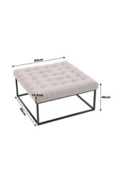 Rackhams Square Linen Footstool with Metal Frame - Beige - thumbnail 6