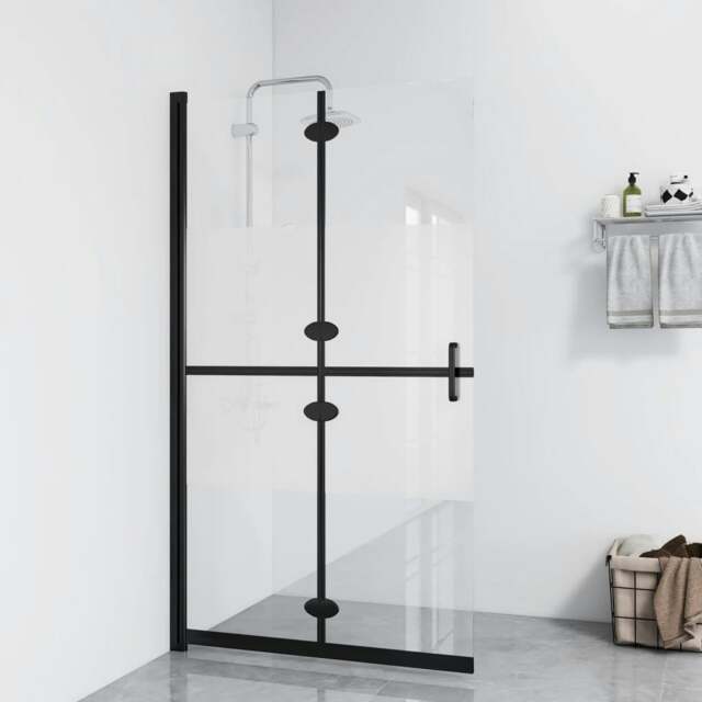 Rackhams Foldable Walk-in Shower Wall Half Frosted ESG Glass 90x190 cm