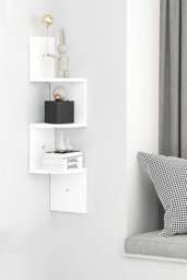 Rackhams 3 Tier Audrienne Corner Bookcase - White - thumbnail 1