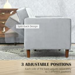 Rackhams Modern Convertible Sofa Futon Velvet-Touch Tufted Couch Compact Loveseat with Adjustable Split Back, Light Grey - thumbnail 5