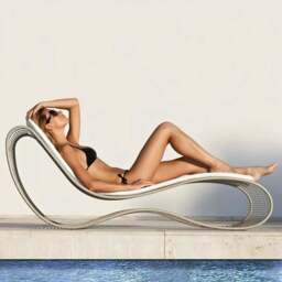 Rackhams Oceana Sunbathing Bed, Sun Garden Lounger, Sun Chair Lounger, Outdoor Furniture - White - thumbnail 1