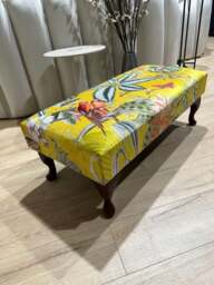 Rackhams Premium Zen Floral Footstool Ottoman – Yellow Bird Print Pouffe Footrest for Living Room Decor - 40 x 40 Inches (102 x 102cm) - thumbnail 2