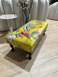 Rackhams Premium Zen Floral Footstool Ottoman – Yellow Bird Print Pouffe Footrest for Living Room Decor - 40 x 40 Inches (102 x 102cm) - thumbnail 5