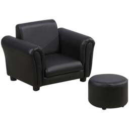 Rackhams Toddler Chair Single Seater Kids Sofa Set, 54 x 42 x 41cm, Kids Sofa with Stool, Black - thumbnail 1