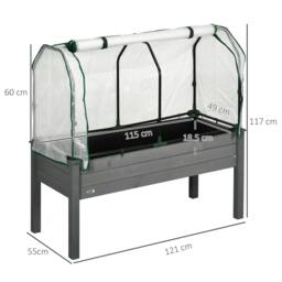 Rackhams Raised Garden Bed Outdoor Elevated Wood Planter Box w/ PE Cover, Dark Grey - thumbnail 3