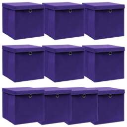 Rackhams Storage Boxes with Lids 10 pcs Purple 32x32x32 cm Fabric - Purple - Non-woven fabric (100% polyester)