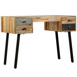 Rackhams Writing Desk Solid Reclaimed Teak 110x50x76 cm - Multicolour - Reclaimed teak + steel