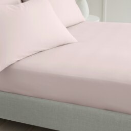 Rackhams 200 Thread Count Cotton Percale Extra Deep Fitted Sheet - Pink - King - thumbnail 2