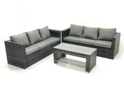 Rackhams Garden Outdoor Rattan Furniture Set with Sofa Coffee table Dark Grey Mixed - thumbnail 2