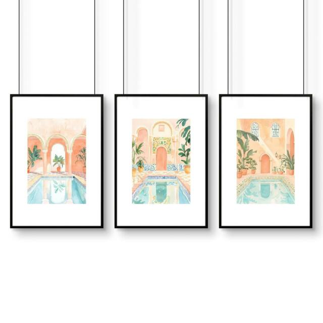Rackhams Large Wall Pictures For Living Room - Set of 3 Beach Decor Wall art Prints - A4 8.27 x 11.69 in / 21 x 29.7 cm - Satin Photo paper 280 gsm - Black Frame - image 1