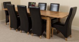Rackhams Richmond Large Oak Extending Dining Table with Lola Leather Chairs - 8 chairs - Burgundy - thumbnail 2