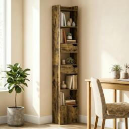 Rackhams Bookcase Tall Narrow with 5 Tiers Drawers - 32W x 24D x 181.5H cm - Grey - thumbnail 6