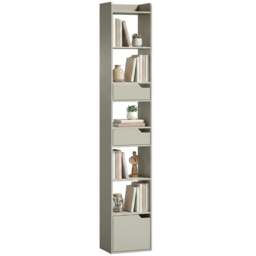 Rackhams Bookcase Tall Narrow with 5 Tiers Drawers - 32W x 24D x 181.5H cm - Grey - thumbnail 2