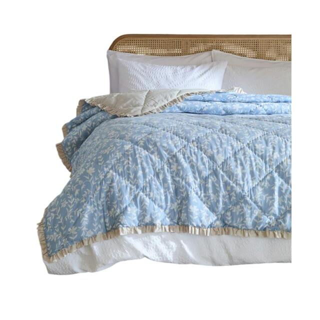 Rackhams Amelia Cotton Quilted Bedspread - Delph Blue - 240cm x 260cm - Delph Blue - 100% Mixed - image 1