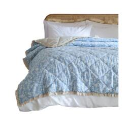 Rackhams Amelia Cotton Quilted Bedspread - Delph Blue - 240cm x 260cm - Delph Blue - 100% Mixed - thumbnail 2