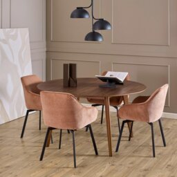 Rackhams Roxby Round Dining Table in Walnut 140x76cm - Walnut - No - Brown - thumbnail 4
