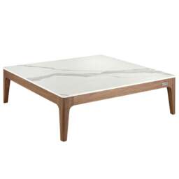 Rackhams Porcelain Marble and Walnut Square Coffee Table 2042 - thumbnail 1