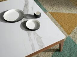 Rackhams Porcelain Marble and Walnut Square Coffee Table 2042 - thumbnail 5
