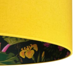 "Rackhams Rabarber Wallpaper Silhouette Lampshade in Egg Yolk Yellow - Ceiling Pendant / Arc Lamp - 35cm Diameter x 20cm Height / (14"" x 8"")" - thumbnail 3