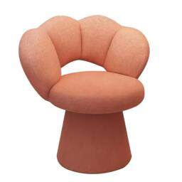 Rackhams Light Luxury Petal Shaped Vanity Chair Soft Padded Swivel Bedroom Makeup Stool - Pink - Wood