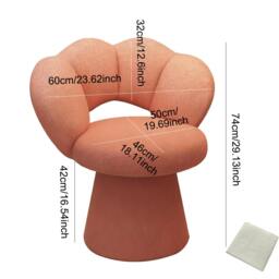 Rackhams Light Luxury Petal Shaped Vanity Chair Soft Padded Swivel Bedroom Makeup Stool - Pink - Wood - thumbnail 2