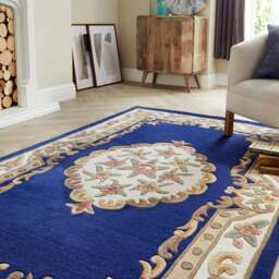 Rackhams Shensi Navy Medallion Rug - 75X150 cm - thumbnail 3