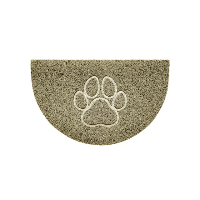 Rackhams Paw Embossed Halfmoon Indoor/Sheltered Outdoor Spaghetti Doormat - Beige - image 1