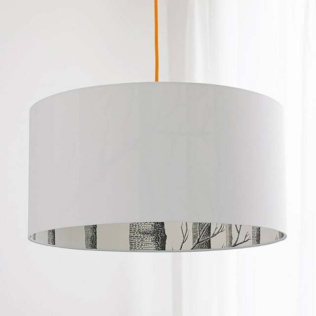 "Rackhams Cole & Son The Woods Silhouette Lampshade in White - Ceiling Pendant / Arc Lamp - 25cm Diameter x 25cm Height / (10"" x 10"")" - image 1