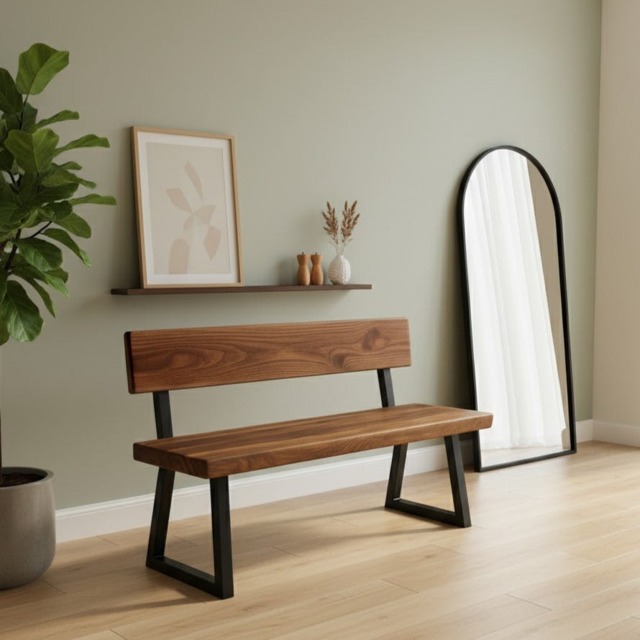 Rackhams Luxury Walnut Bench with Back - 240cm - image 1