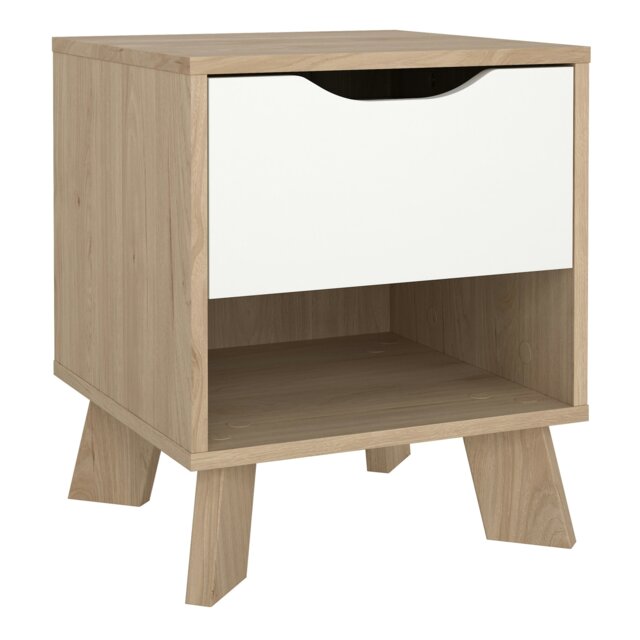 Rackhams Ikast Nightstand 1 Drawer in Jackson Hickory and White - Multicolour - Manufactured wood - 1 - image 1
